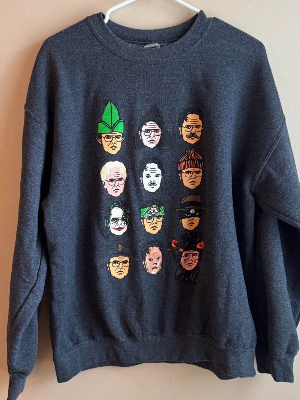 Dwight Schrute Crewneck The Office 'Many Faces of Dwight' Elf Joker Sith Sheriff